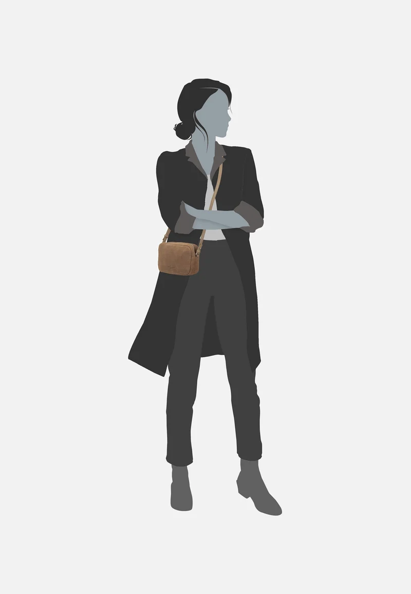 Ella Camera S Suede Neutral Gray - Crossbody Bag