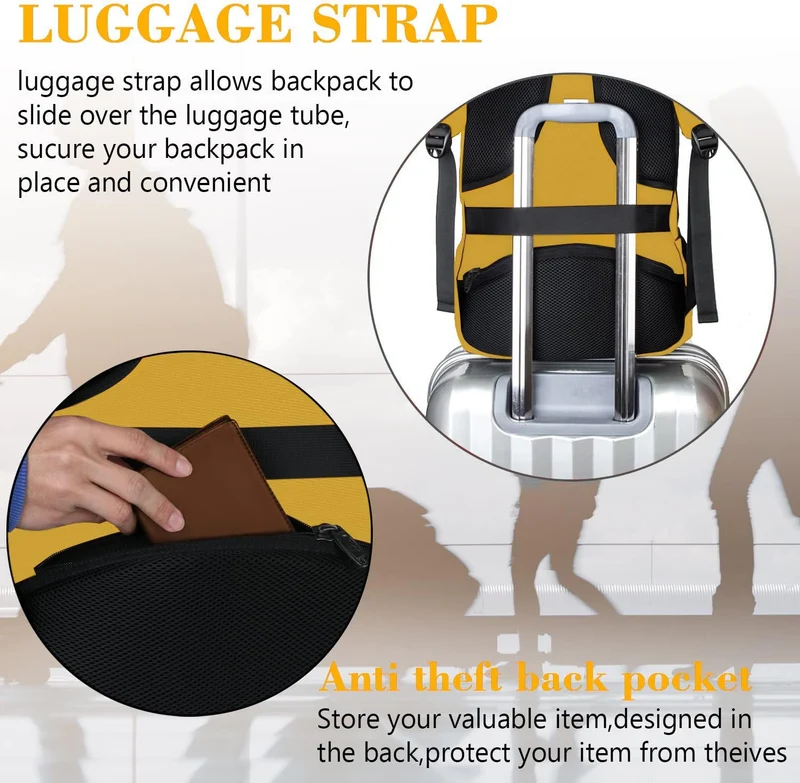 Yellow Mlassic Travel Laptop Backpack