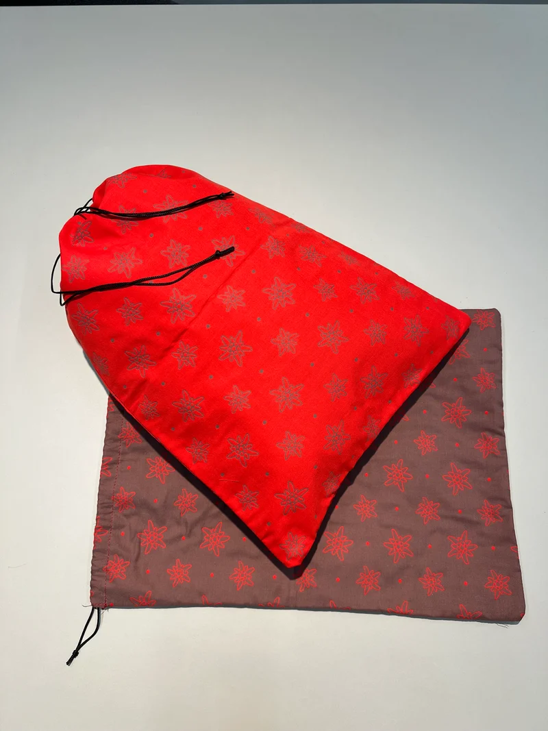 Wäsche-Schuh-Sack Edelweiss-Upcycling (rot)
