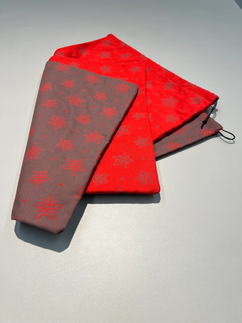 Wäsche-Schuh-Sack Edelweiss-Upcycling (rot)