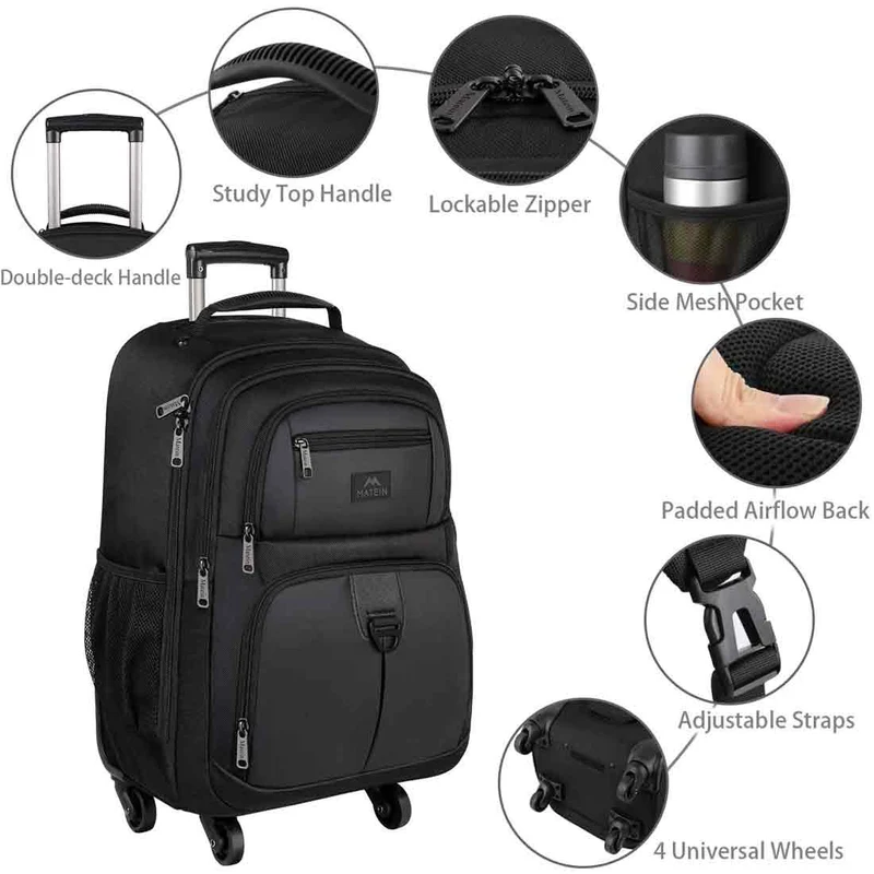 Business Luggage Rolling Backpack