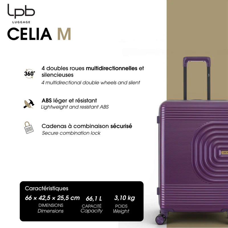 2er-Pack Hartschalenkoffer: Mittelgroßer Koffer und Handgepäck CELIA