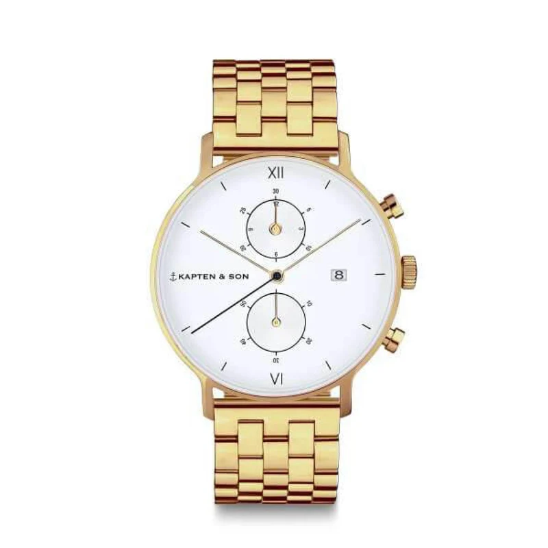 Kapten & Son Uhr Chrono Small 37Mm Steel Gold