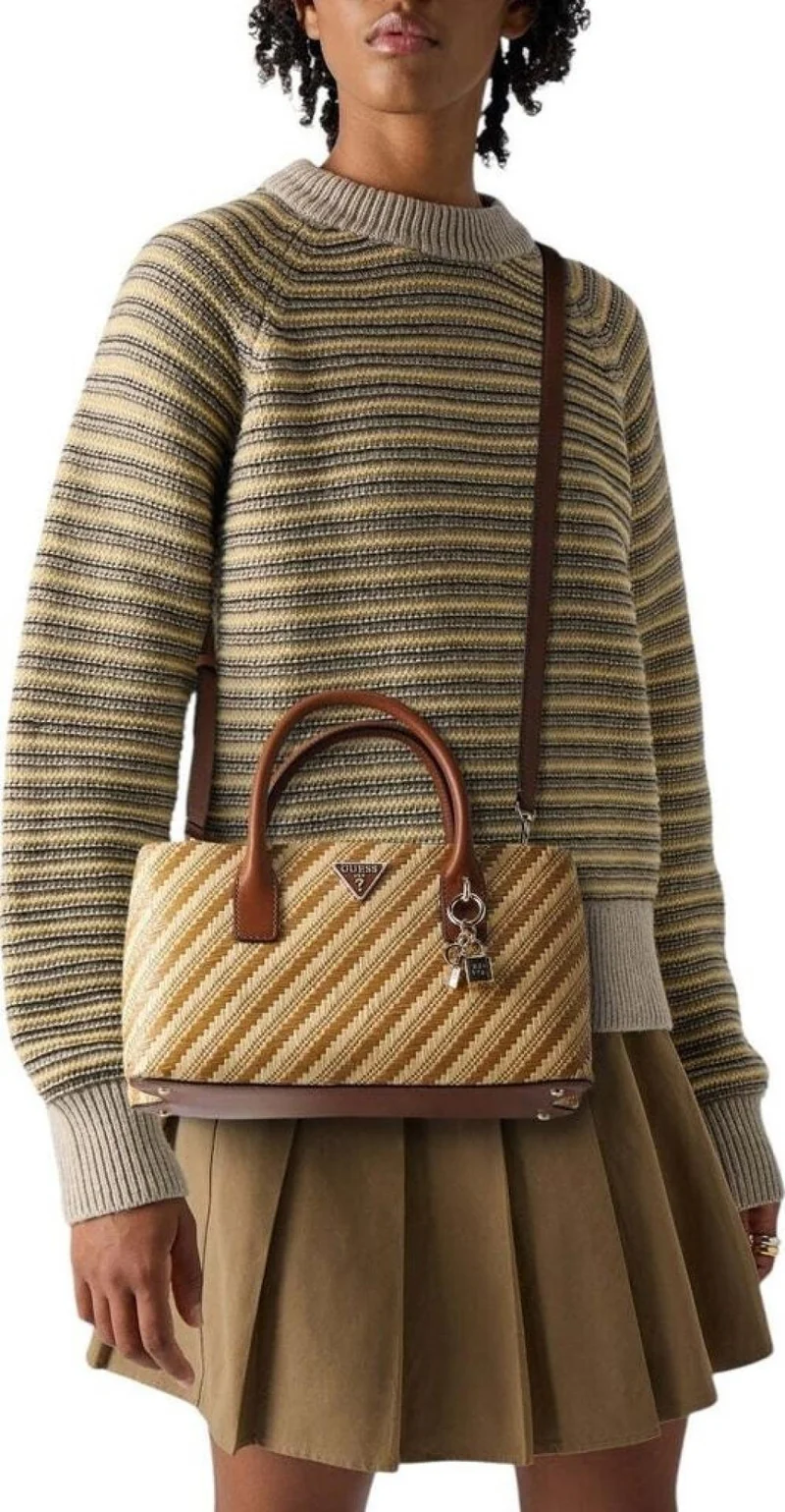 Guess Henkeltasche SIMONA Raffiabast Natural Cognac
