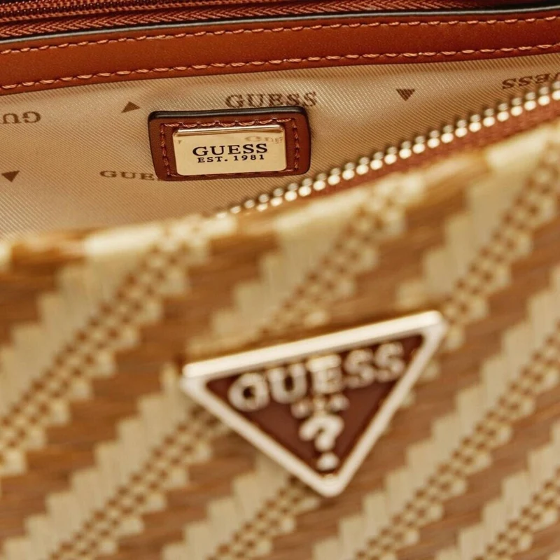 Guess Henkeltasche SIMONA Raffiabast Natural Cognac