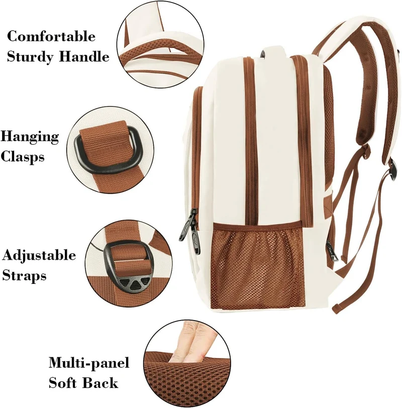 Beige Brown Mlassic Laptop Travel Backpack