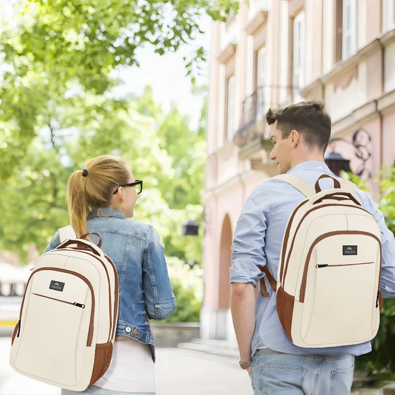 Beige Brown Mlassic Laptop Travel Backpack