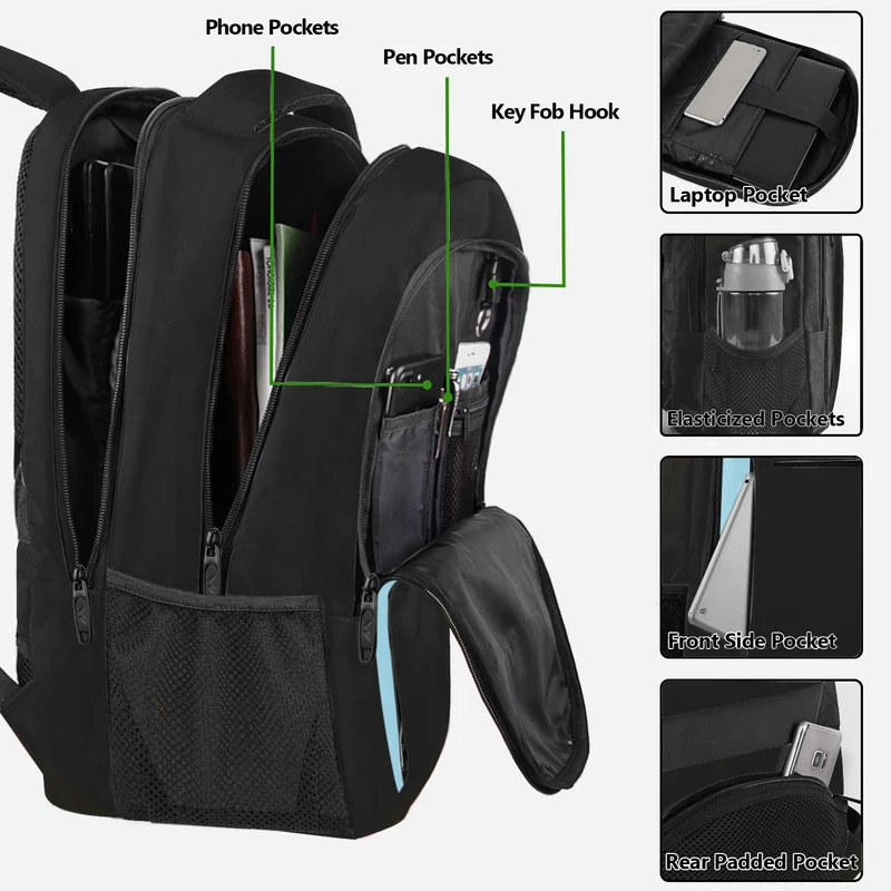 Black Blue Mlassic Laptop Travel Backpack