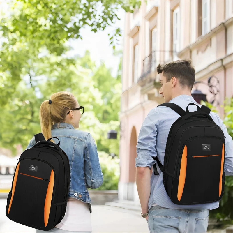 Black Organge Mlassic Laptop Travel Backpack