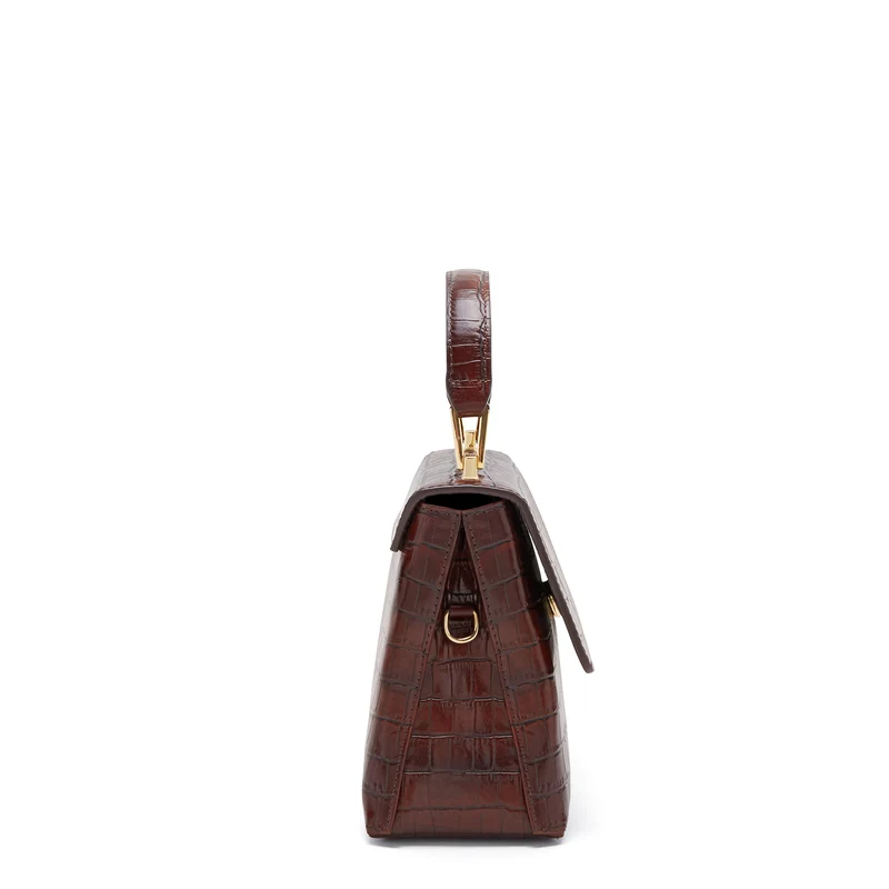 Isabel Bernard Femme Forte Heline Kroko Braun Kalbsleder Handtasche IB21013