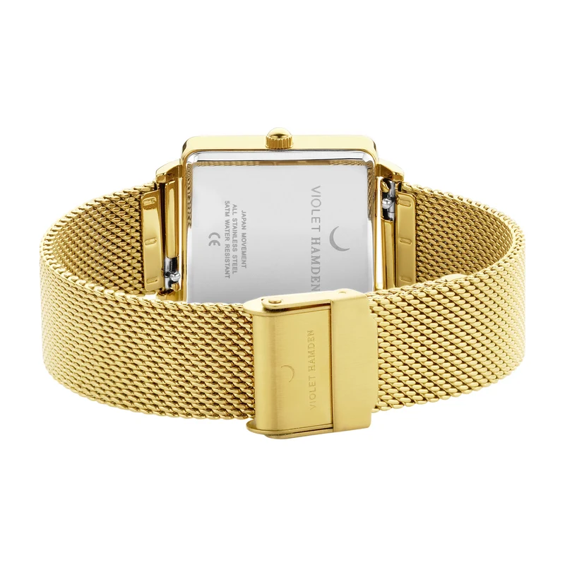 Violet Hamden Dawn Base Quadratische Damenuhr Gold- und Silberfarben VH09024