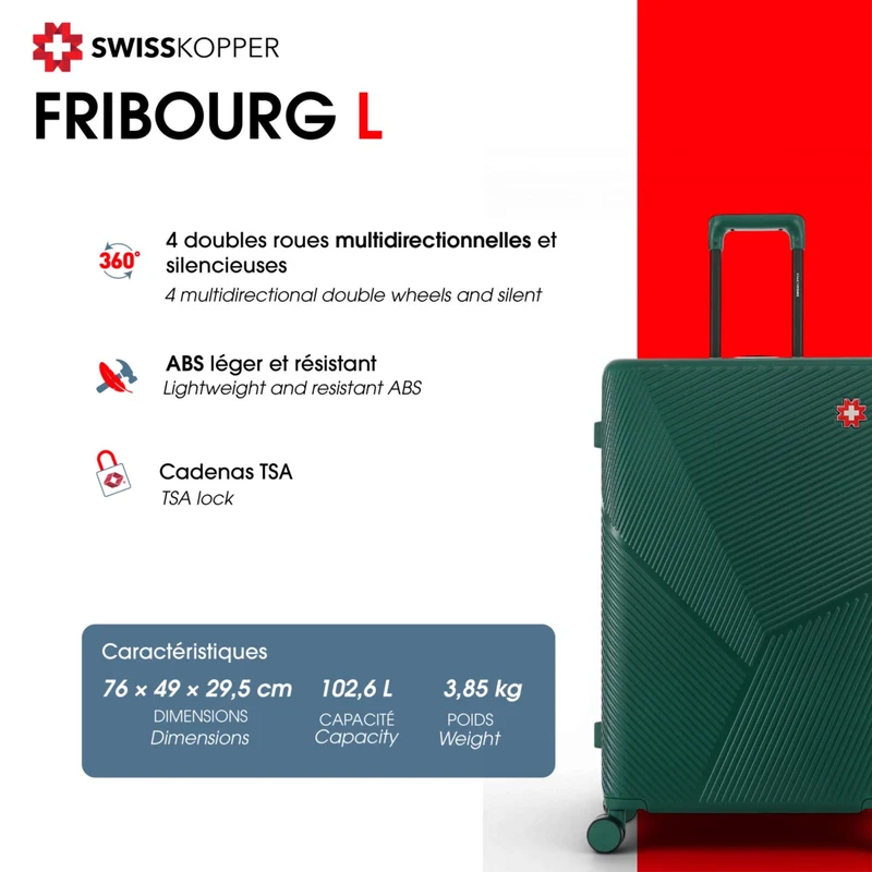 2er-Pack Hartschalenkoffer: Großer Koffer und Handgepäck FRIBOURG