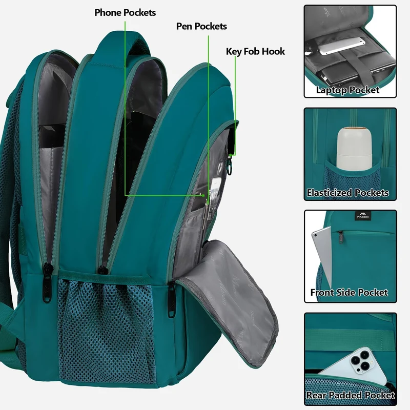 Peacock Blue Mlassic Laptop Travel Backpack