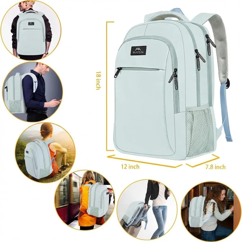 Light Blue Mlassic Travel Laptop Backpack