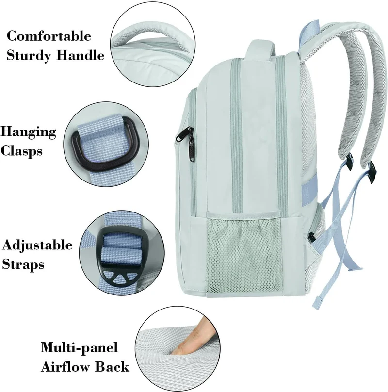 Light Blue Mlassic Travel Laptop Backpack