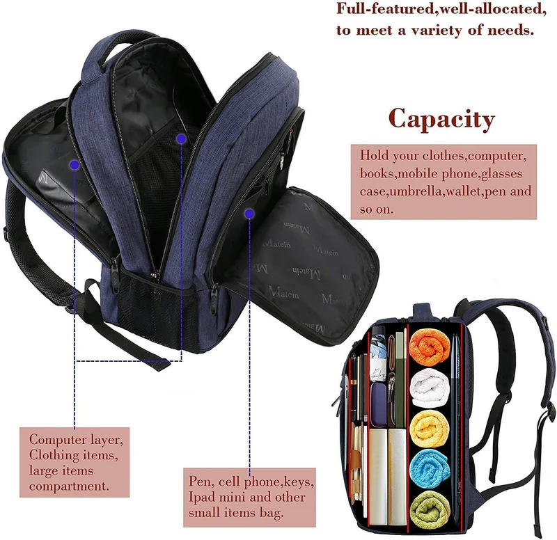 Blue Mlassic Travel Laptop Backpack
