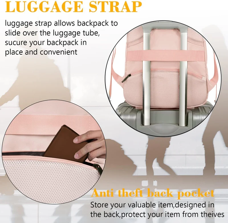 Light Pink Mlassic Travel Laptop Backpack
