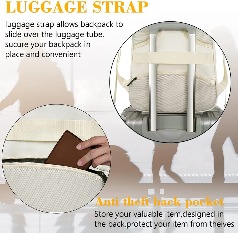 Beige Mlassic Laptop Backpack