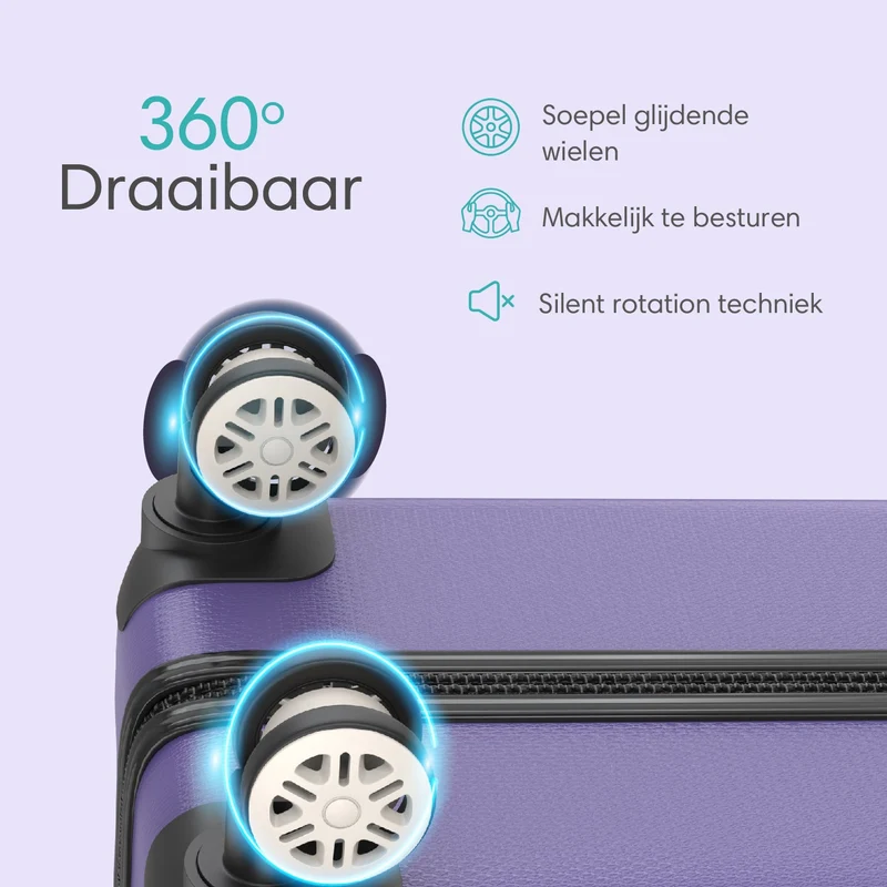 VOYAGOUX - Duurzame 4-delige ABS Reiskoffer Set - Paars - L / M / S / XS