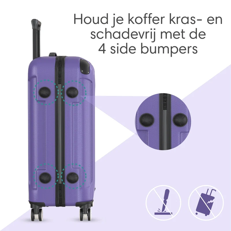 VOYAGOUX - Duurzame 4-delige ABS Reiskoffer Set - Paars - L / M / S / XS