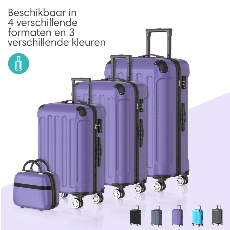 VOYAGOUX - Duurzame 4-delige ABS Reiskoffer Set - Paars - L / M / S / XS