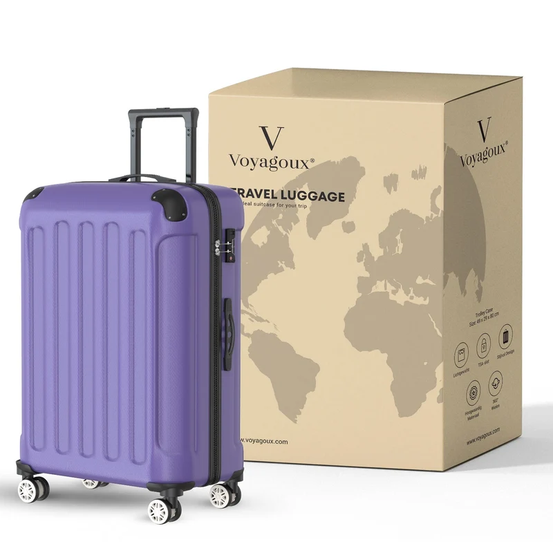 VOYAGOUX - Duurzame 4-delige ABS Reiskoffer Set - Paars - L / M / S / XS
