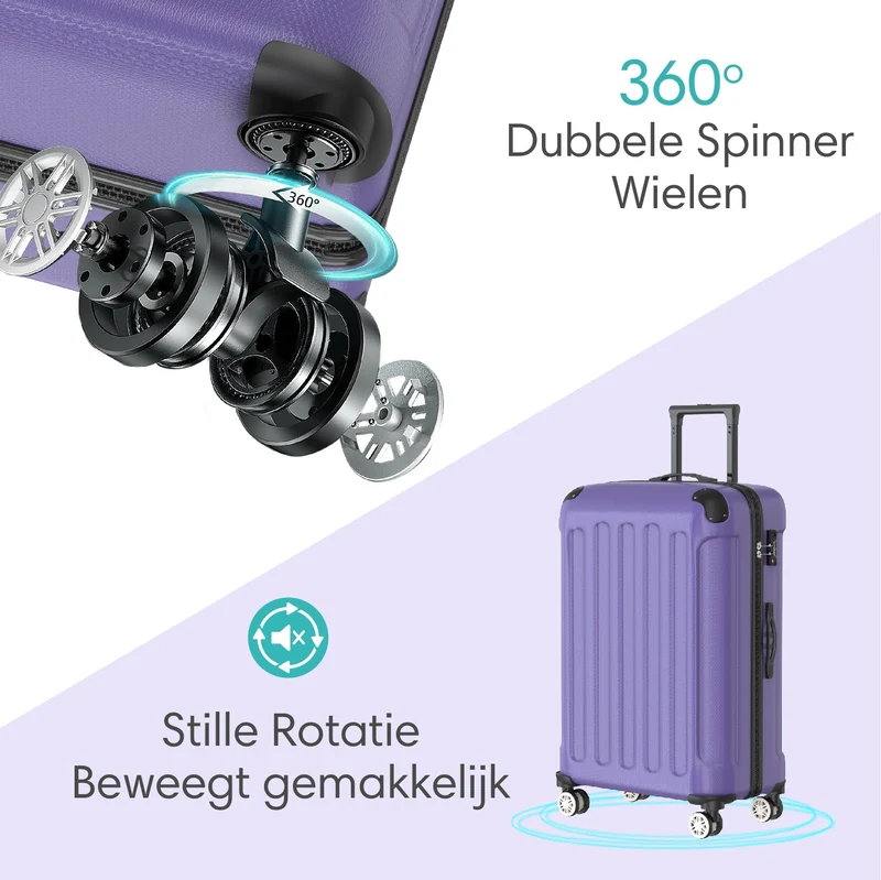 VOYAGOUX - Duurzame 4-delige ABS Reiskoffer Set - Paars - L / M / S / XS