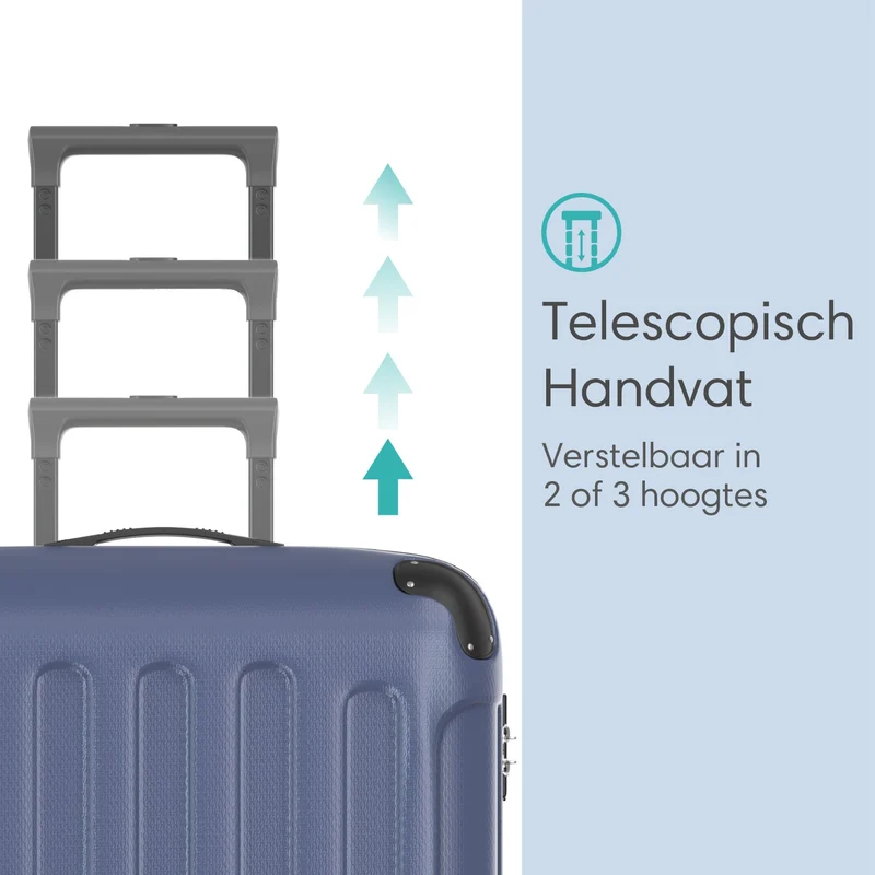 VOYAGOUX - Duurzame 4-delige ABS Reiskoffer Set - Donkerblauw - L / M / S / XS