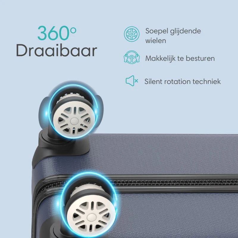 VOYAGOUX - Duurzame 4-delige ABS Reiskoffer Set - Donkerblauw - L / M / S / XS