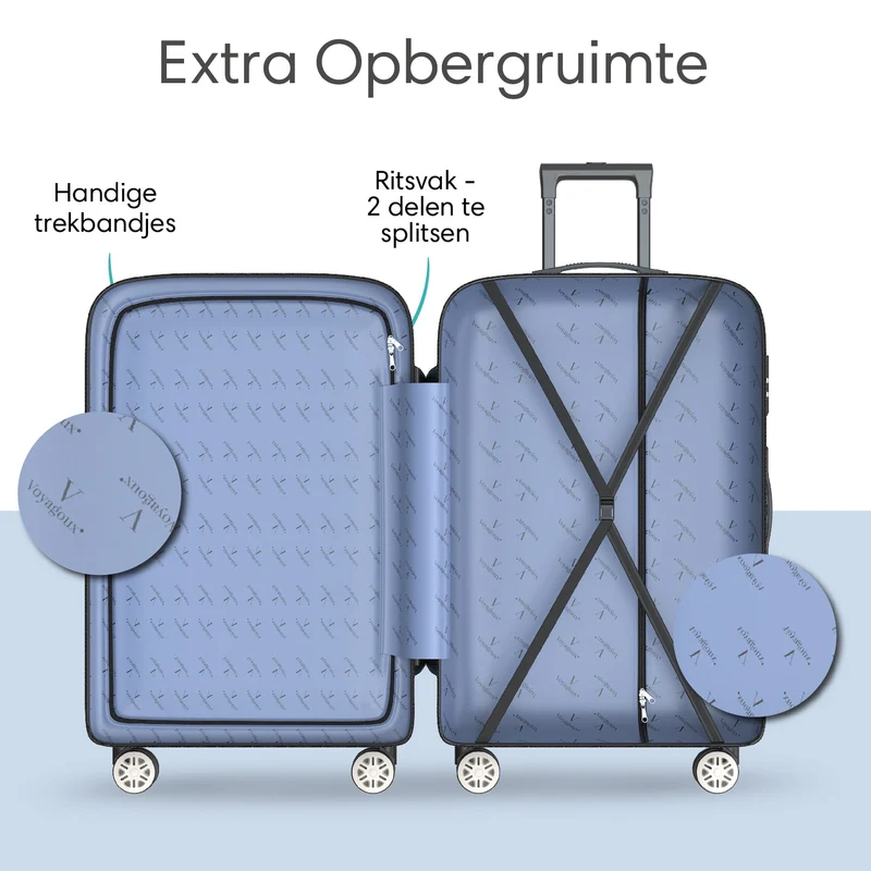 VOYAGOUX - Duurzame 4-delige ABS Reiskoffer Set - Donkerblauw - L / M / S / XS