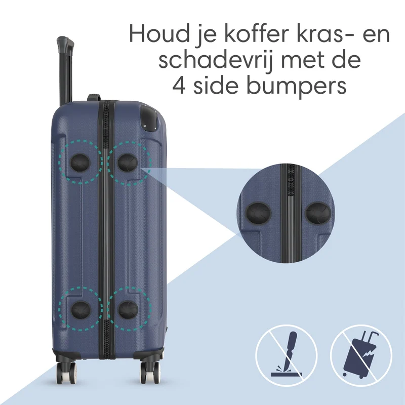 VOYAGOUX - Duurzame 4-delige ABS Reiskoffer Set - Donkerblauw - L / M / S / XS