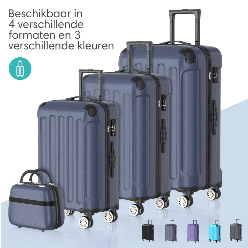 VOYAGOUX - Duurzame 4-delige ABS Reiskoffer Set - Donkerblauw - L / M / S / XS