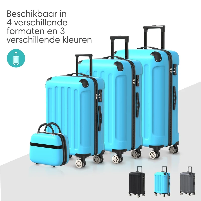 VOYAGOUX - Duurzame 4-delige ABS Reiskoffer Set - Lichtblauw - L / M / S / XS