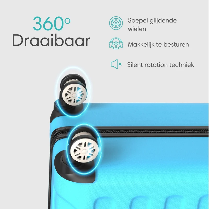 VOYAGOUX - Duurzame 4-delige ABS Reiskoffer Set - Lichtblauw - L / M / S / XS