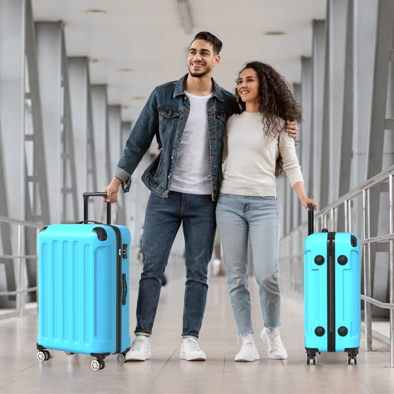 VOYAGOUX - Duurzame 4-delige ABS Reiskoffer Set - Lichtblauw - L / M / S / XS