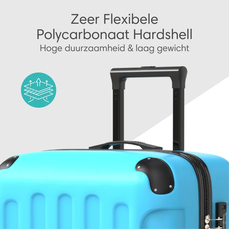 VOYAGOUX - Duurzame 4-delige ABS Reiskoffer Set - Lichtblauw - L / M / S / XS