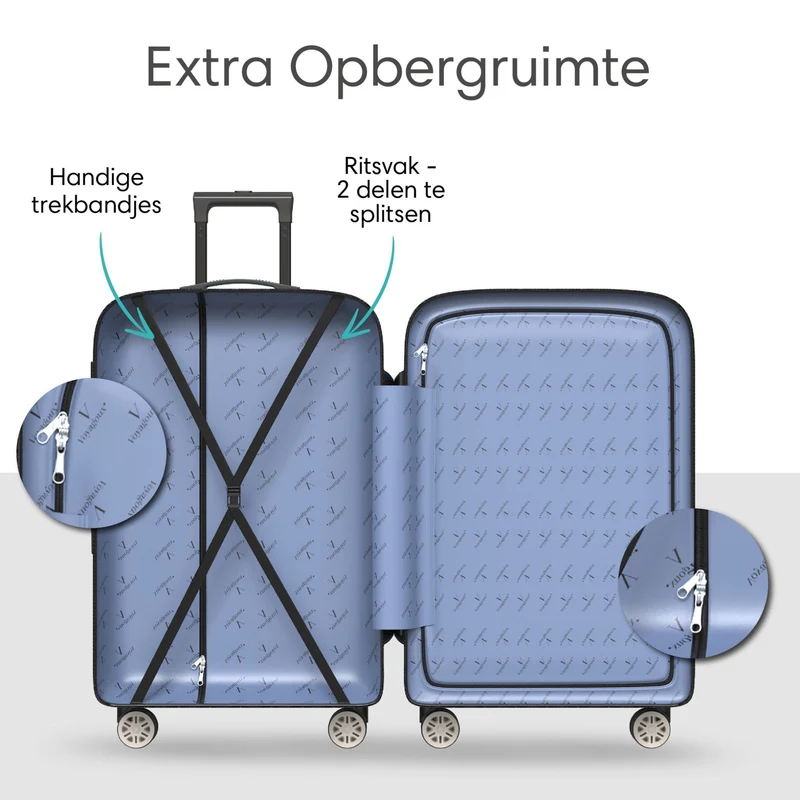 VOYAGOUX - Duurzame 4-delige ABS Reiskoffer Set - Donkergrijs - L / M / S / XS