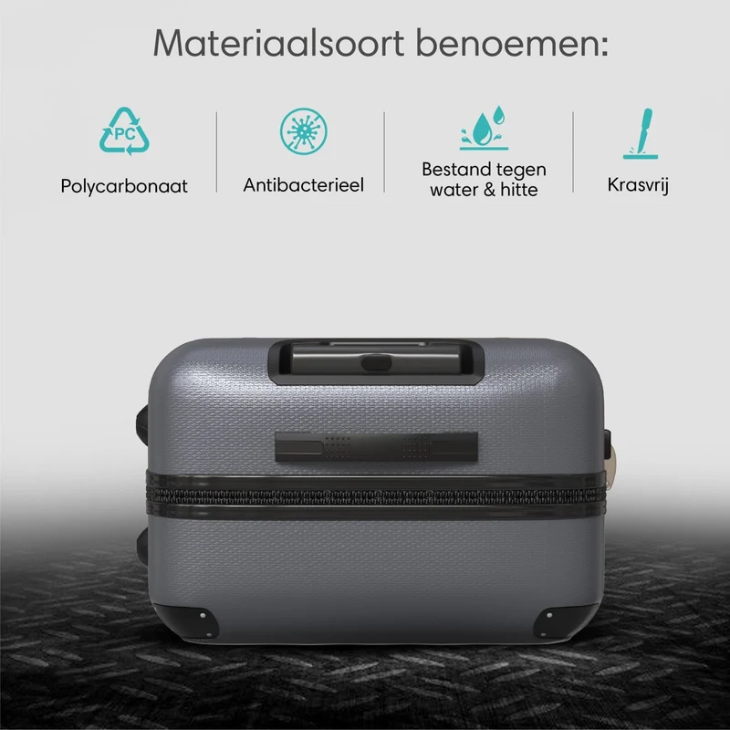 VOYAGOUX - Duurzame 4-delige ABS Reiskoffer Set - Donkergrijs - L / M / S / XS
