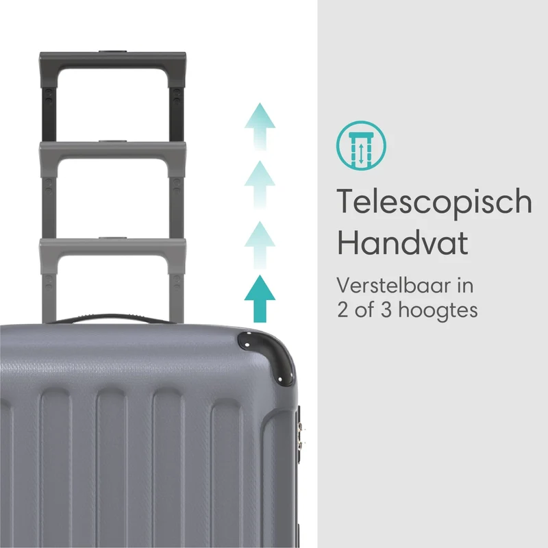 VOYAGOUX - Duurzame 4-delige ABS Reiskoffer Set - Donkergrijs - L / M / S / XS