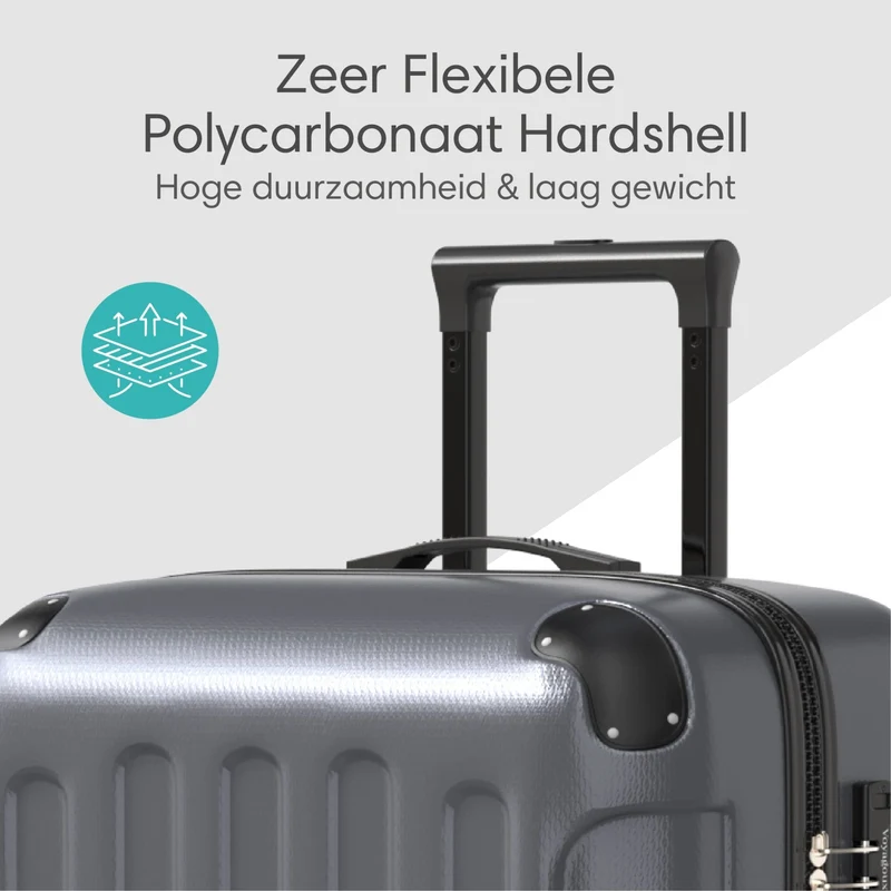 VOYAGOUX - Duurzame 4-delige ABS Reiskoffer Set - Donkergrijs - L / M / S / XS