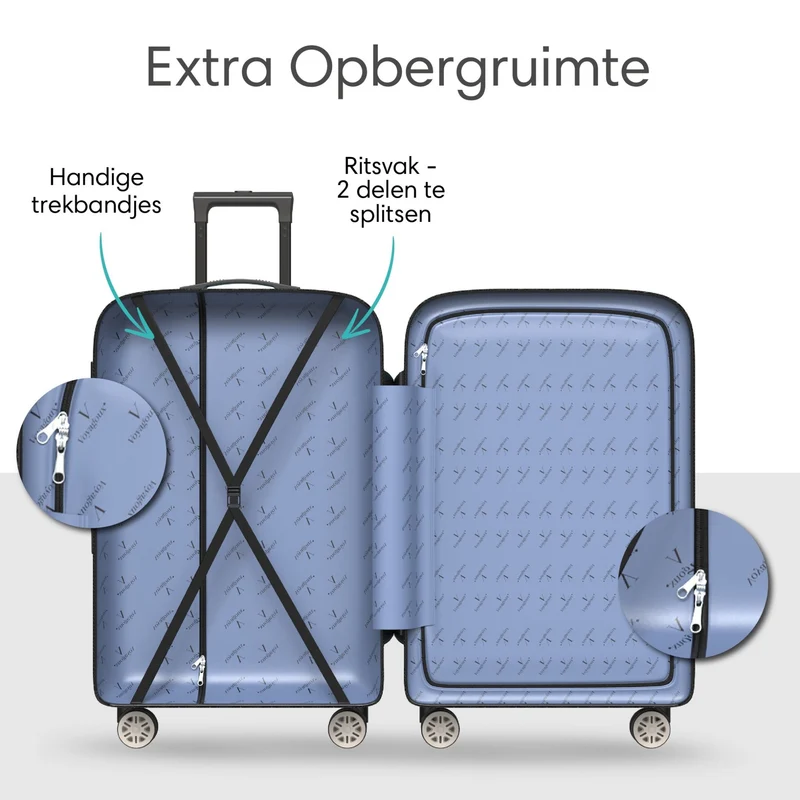 VOYAGOUX - Duurzame 4-delige ABS Reiskoffer Set - Zwart - L / M / S / XS