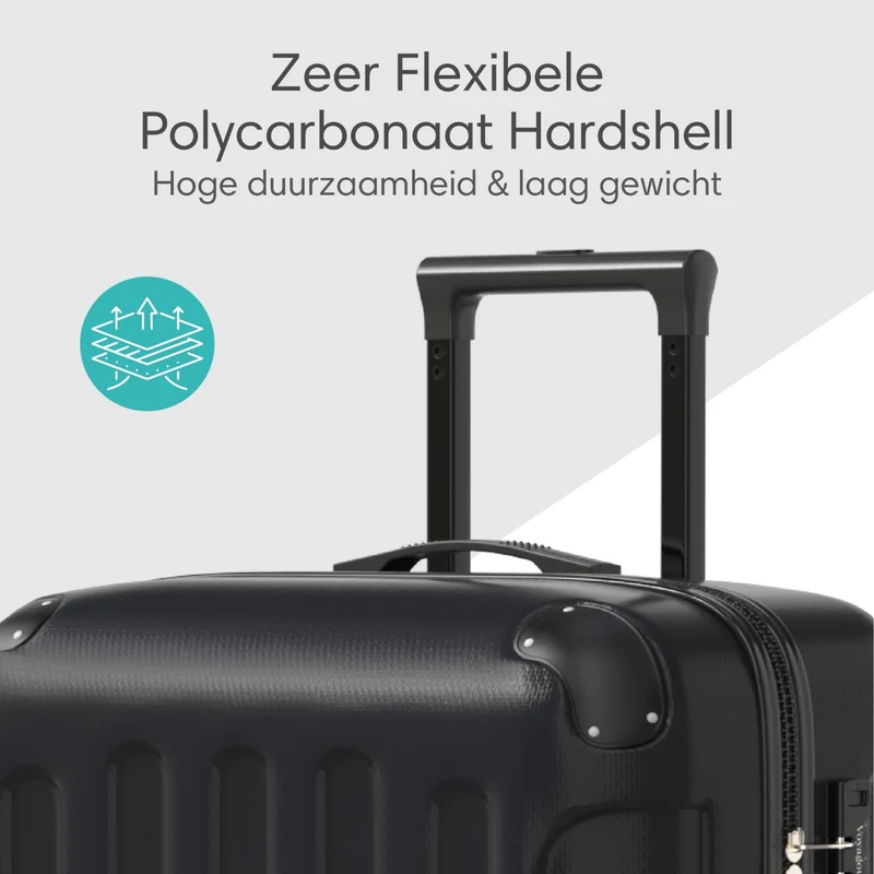 VOYAGOUX - Duurzame 4-delige ABS Reiskoffer Set - Zwart - L / M / S / XS