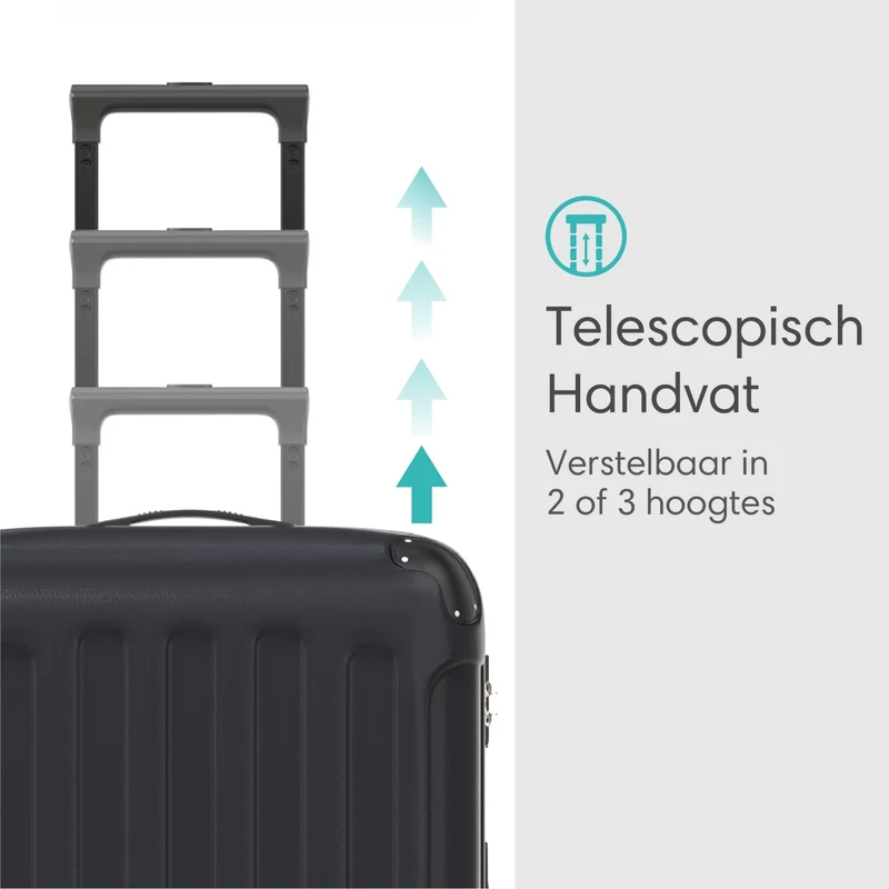VOYAGOUX - Duurzame 4-delige ABS Reiskoffer Set - Zwart - L / M / S / XS