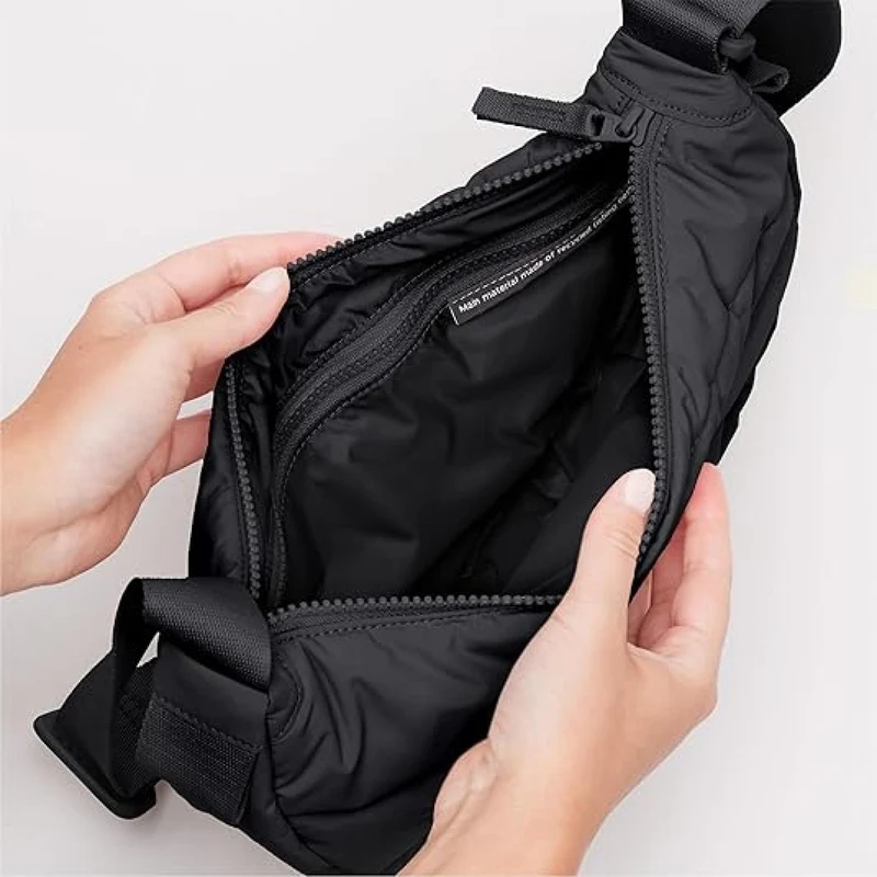 GOT BAG Moon Bag Puffer Wavy Tasche Damen Umhängetasche Nylon Gesteppt bag black 3,5 Liter Volumen