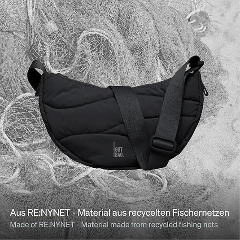 GOT BAG Moon Bag Puffer Wavy Tasche Damen Umhängetasche Nylon Gesteppt bag black 3,5 Liter Volumen