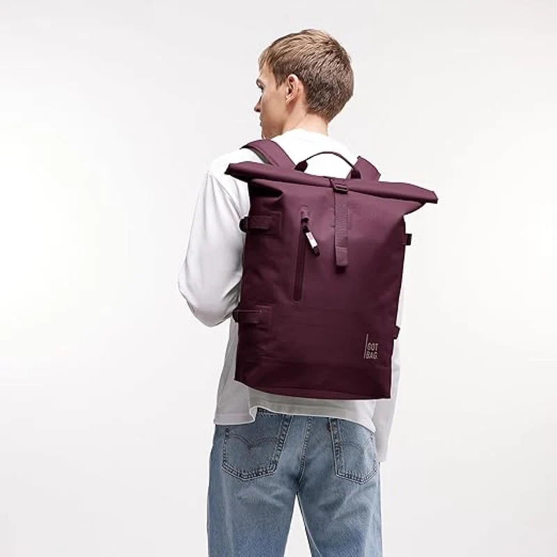 GOT BAG Rucksack Rolltop 2.0 | Laptop Rucksack wasserdicht mit Herausnehmbarer 15,6 Laptoptasche | 31 Liter Füllvolumen Rollrucksack kraken bordeaux