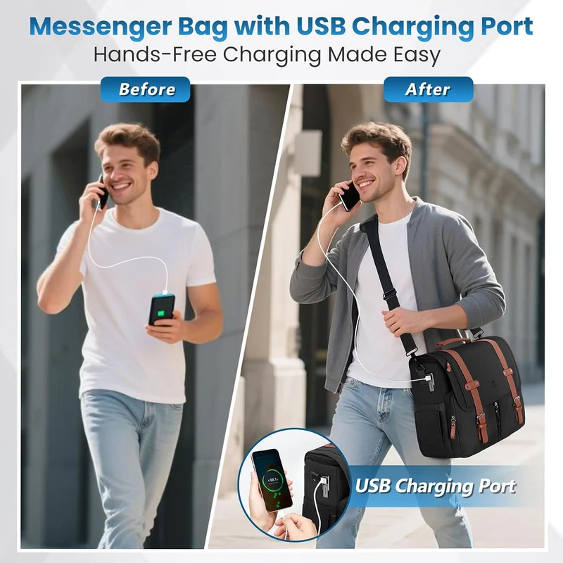 MATEIN Messenger Bag with USB Charging Port
