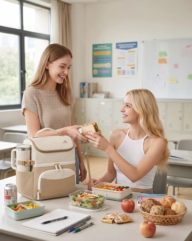 MATEIN HER Double Decker Lunch Bag with Ice Pack, Large Insulated Lunchbox