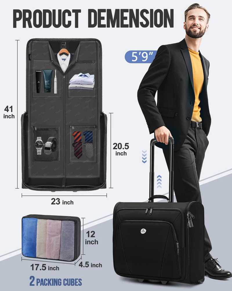 MATEIN Wheeled Garment Bag with Packing Cubes