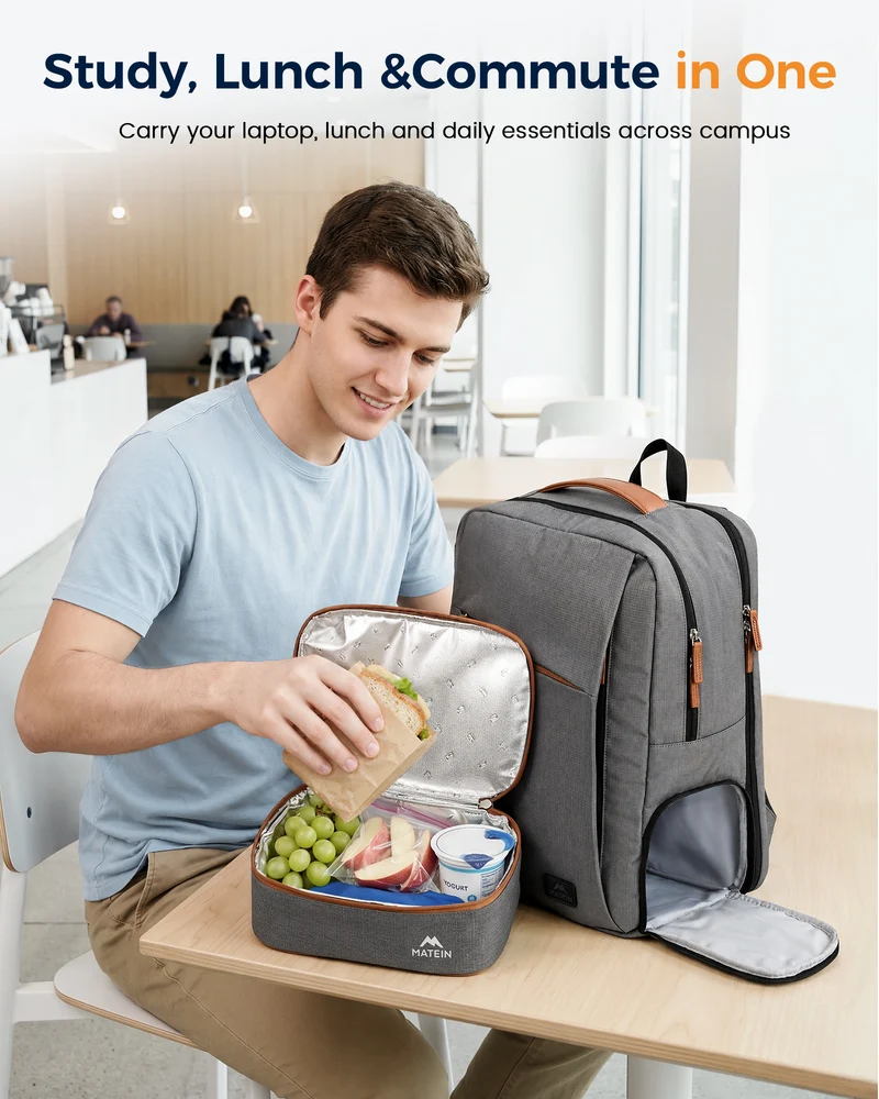 MATEIN Laptop Backpack with Lunch Cooler